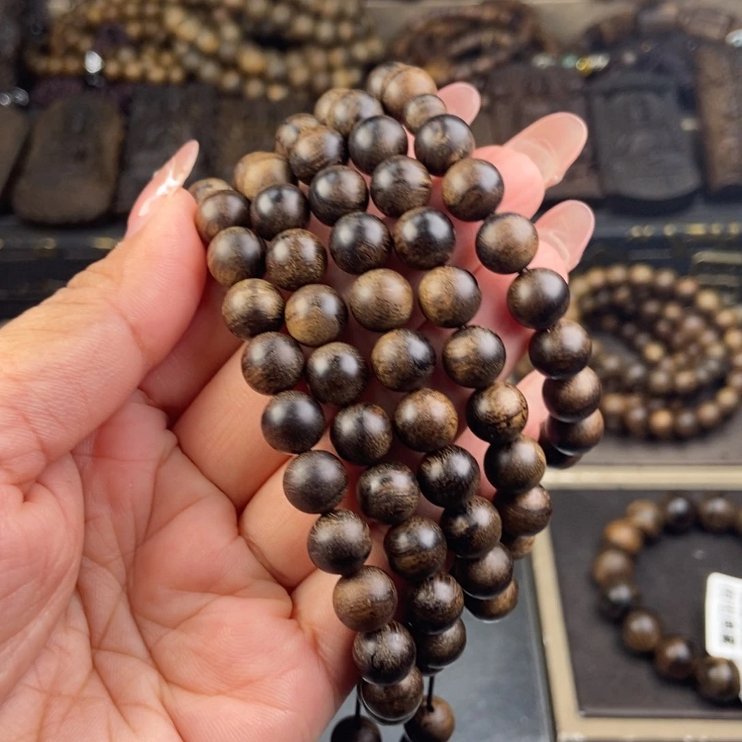 沉香手串双**V越南芽庄留疤白棋