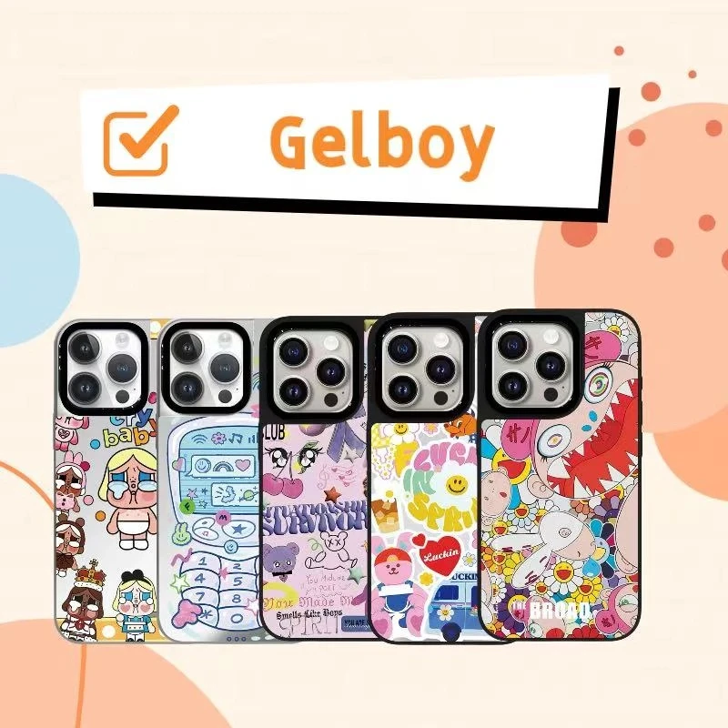 Gelboy泰剧指尖浪漫太阳花卡通电话涂鸦镜面可爱防摔16pro手机壳