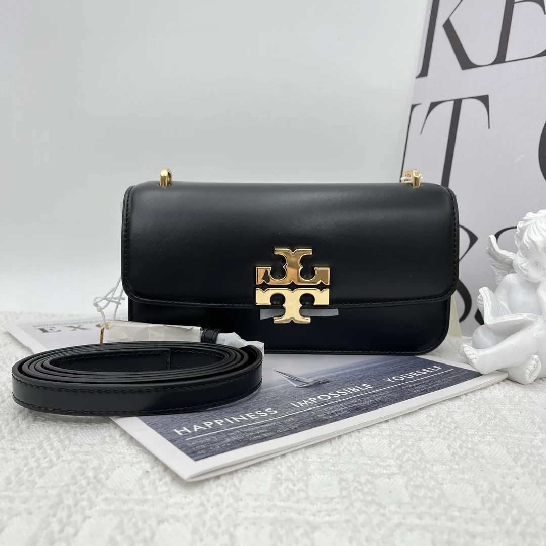 99新 TORY BURCH/汤丽柏琦 Eleanor黑色横版金砖包 腋下斜挎包034