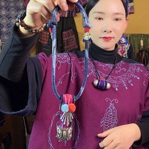 织绣手工老绣项链