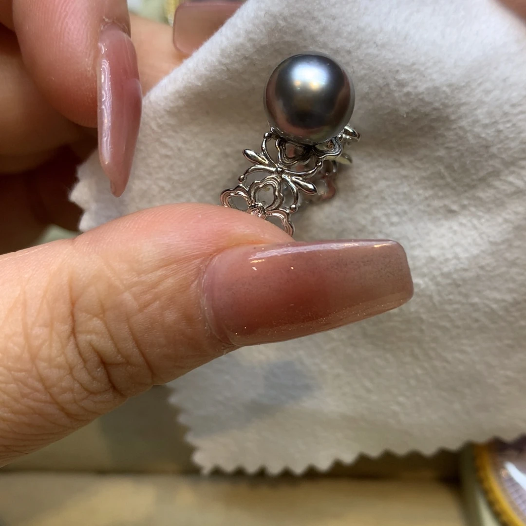 银S925镶嵌戒指海水珍珠