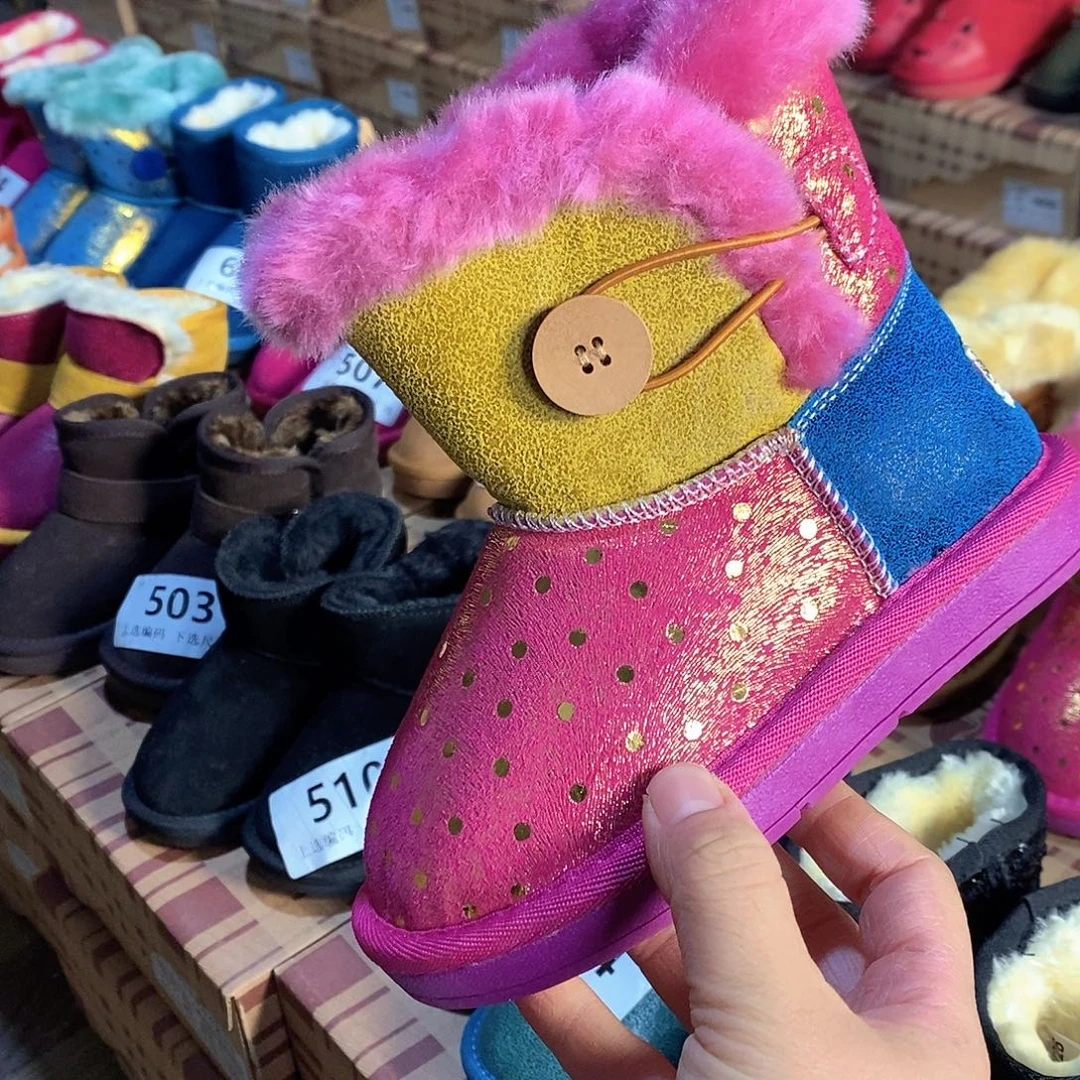 一****山羊皮（革）儿童雪地靴真皮28