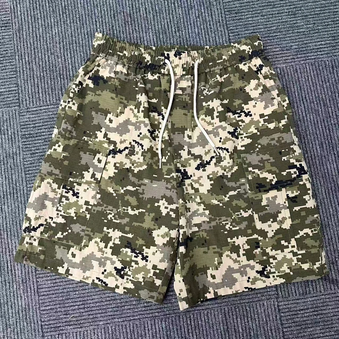 夏季重磅马赛克迷彩工装短裤男女宽松休闲五分裤-SWMC001