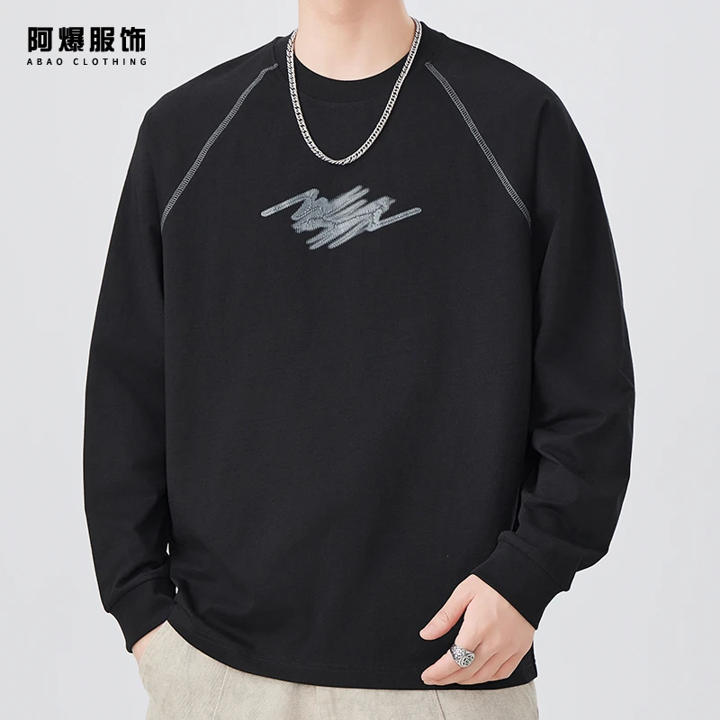 【阿爆服饰】圆领卫衣男款春秋2025厚款宽松潮流休闲打底衫男士上衣