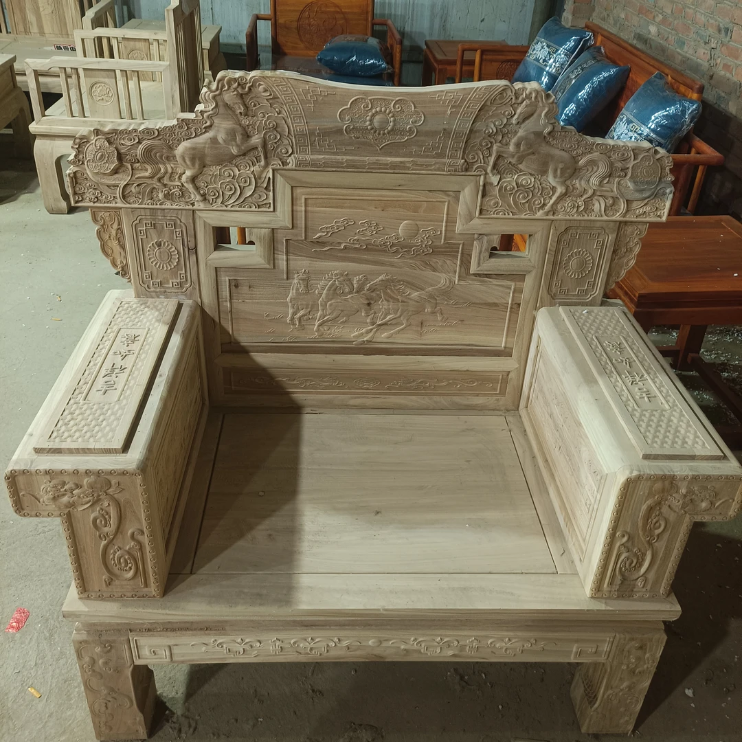 北方榆木宝马沙发两个单人位一个角几做好油漆