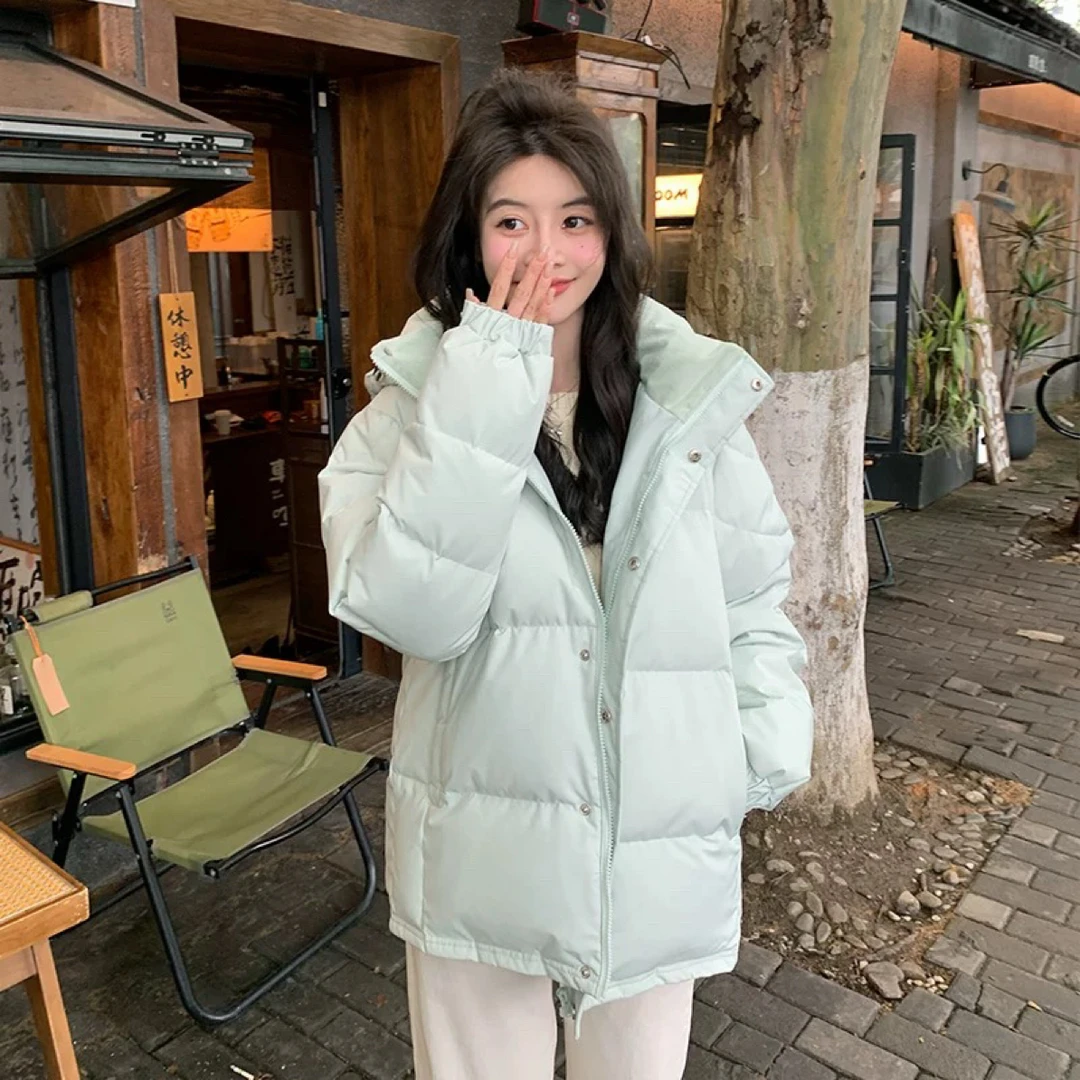 【芝士奶糖】短款羽绒服女2025冬季新款韩版加厚白鸭绒中戏外套