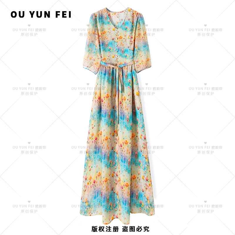 连衣裙2025新款夏季气质穿搭时尚轻奢女装洋气高级显瘦长裙F1507