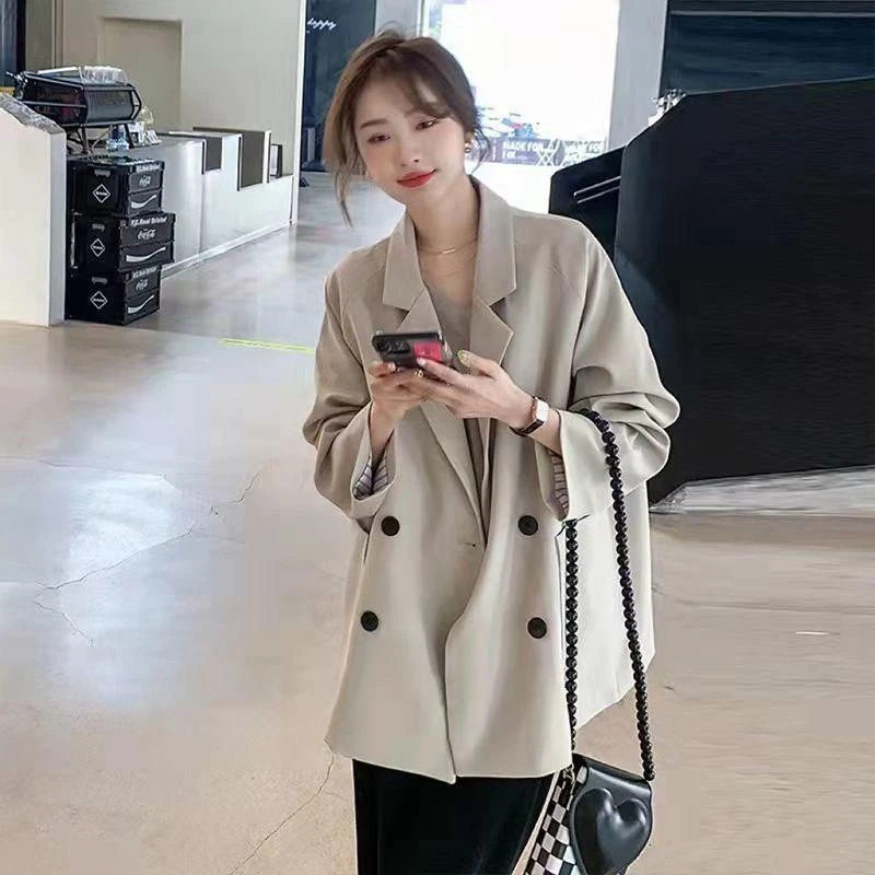 春秋新款韩系气质西装外套女宽松高级设计感小个子休闲西服女