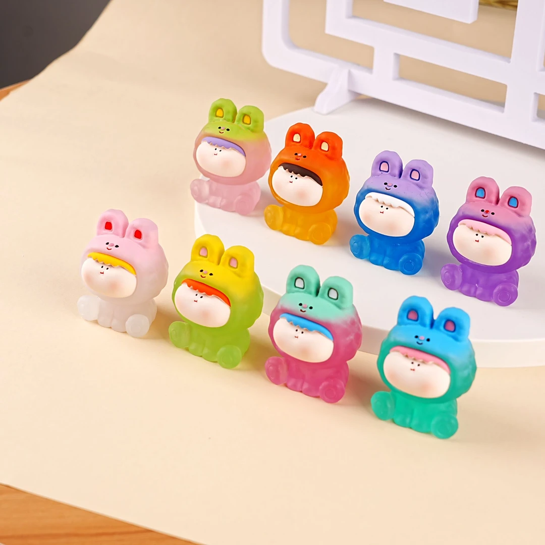 {直播拆}手感漆渐变李四大号萌粒内置铃铛diy树脂摆件