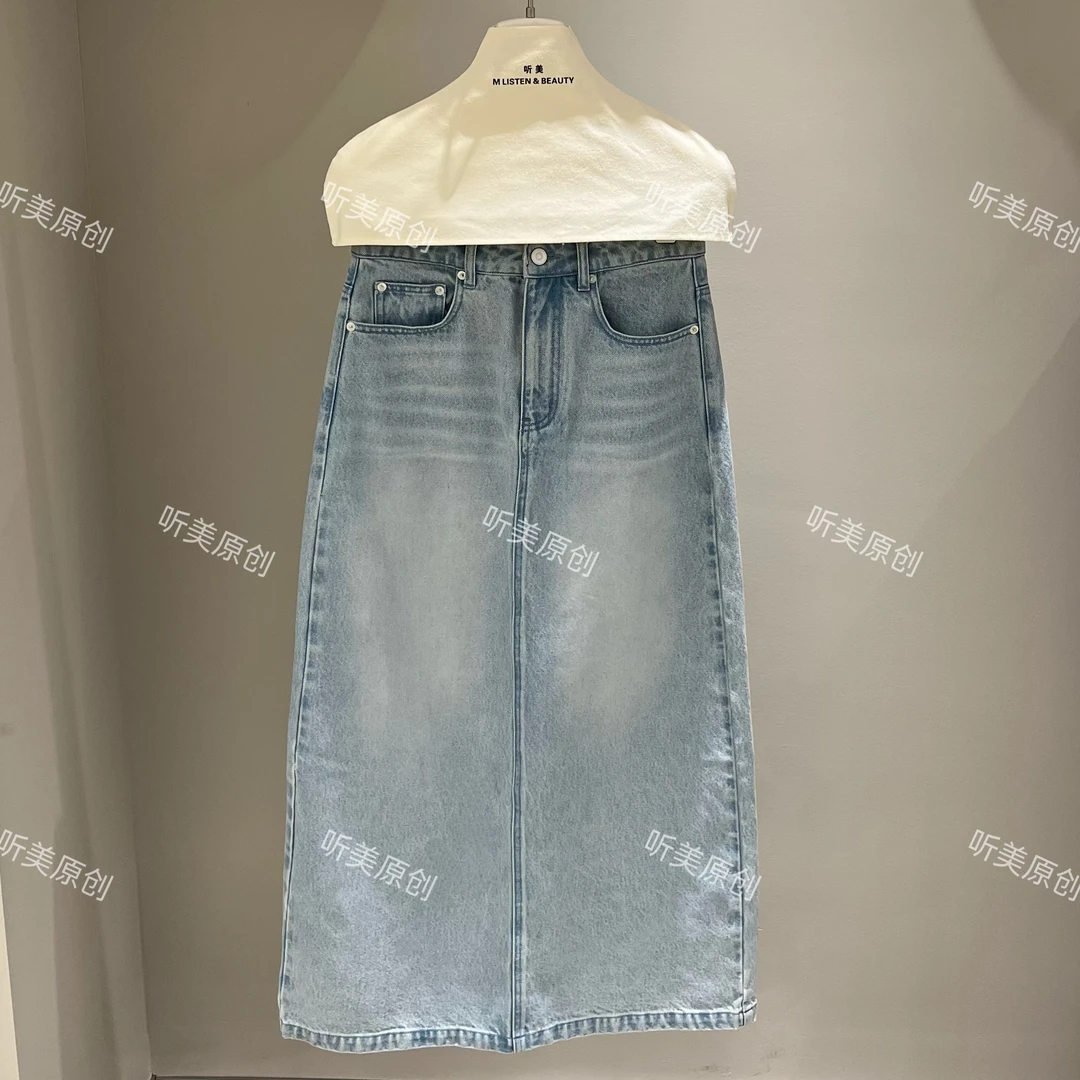 【媚儿推荐】高级简约直筒牛仔半身裙