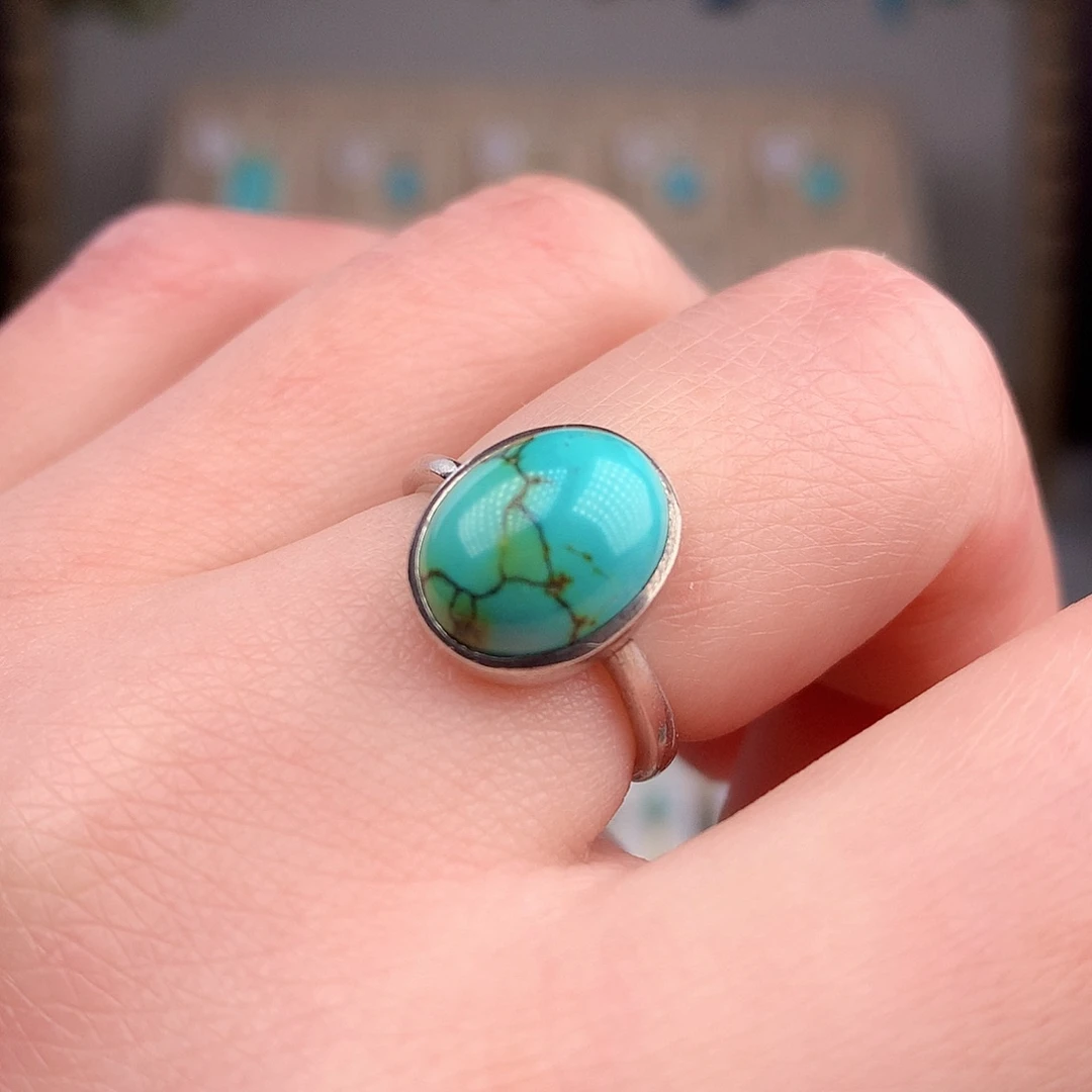 绿松石戒指银S925镶嵌