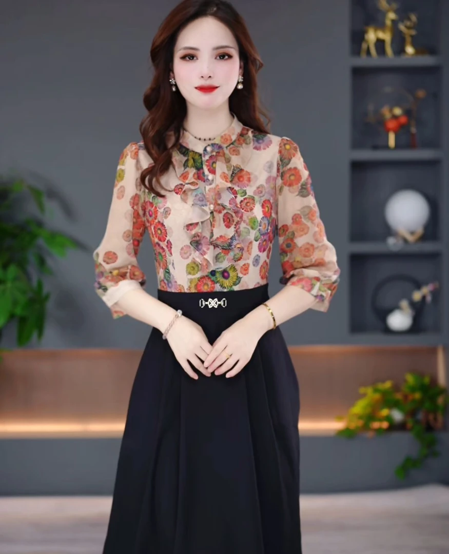 气质妈妈装2025时尚夏季连衣裙百搭修身显瘦MY24A157