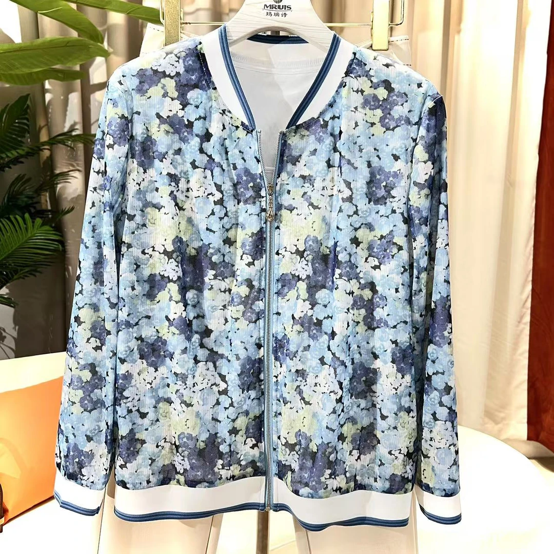 W3201 春季新款专柜拉链外套针织休闲印花开衫时尚夏威夷风潮流