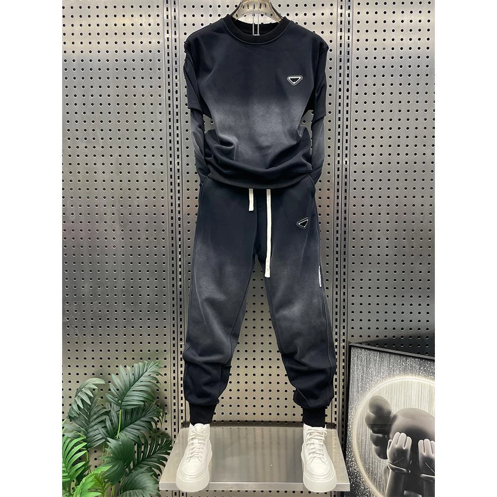 HKYC运动休闲套装新潮男士情侣韩式两件套帅气青年运动衫和运动裤