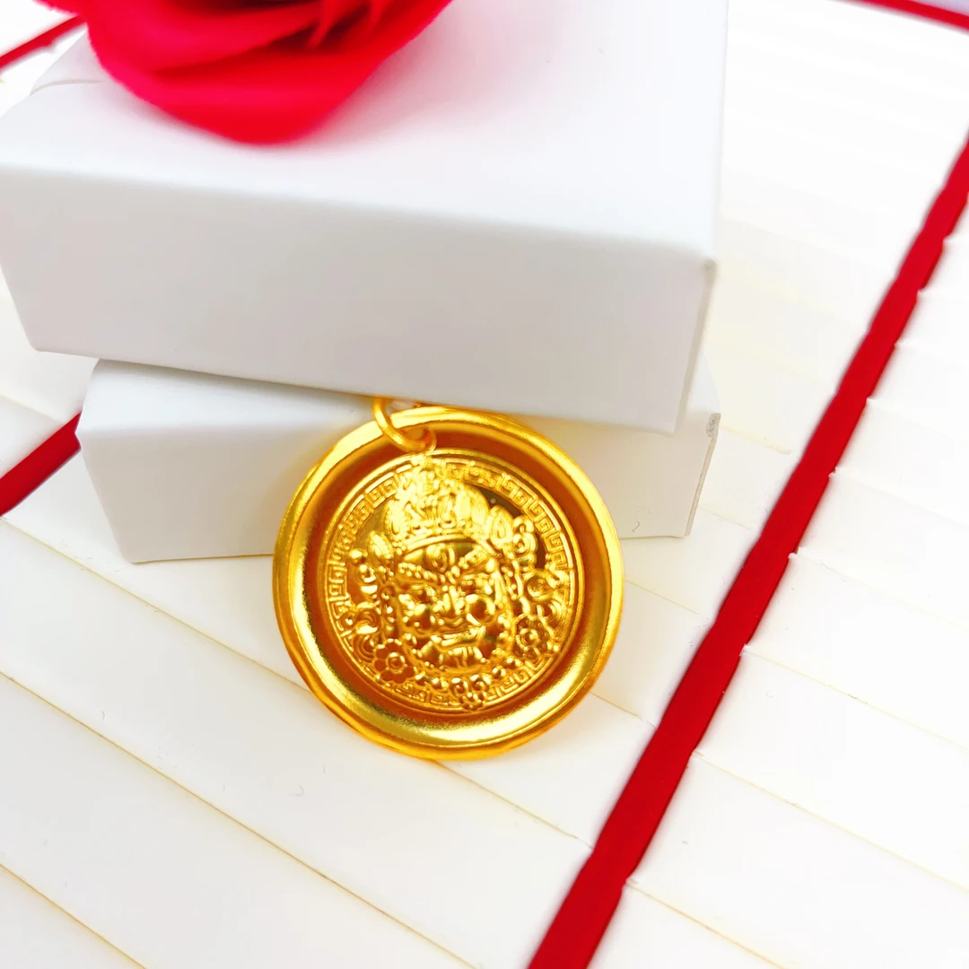 吊坠足银 足银黄财神吊坠时尚女王实心素款