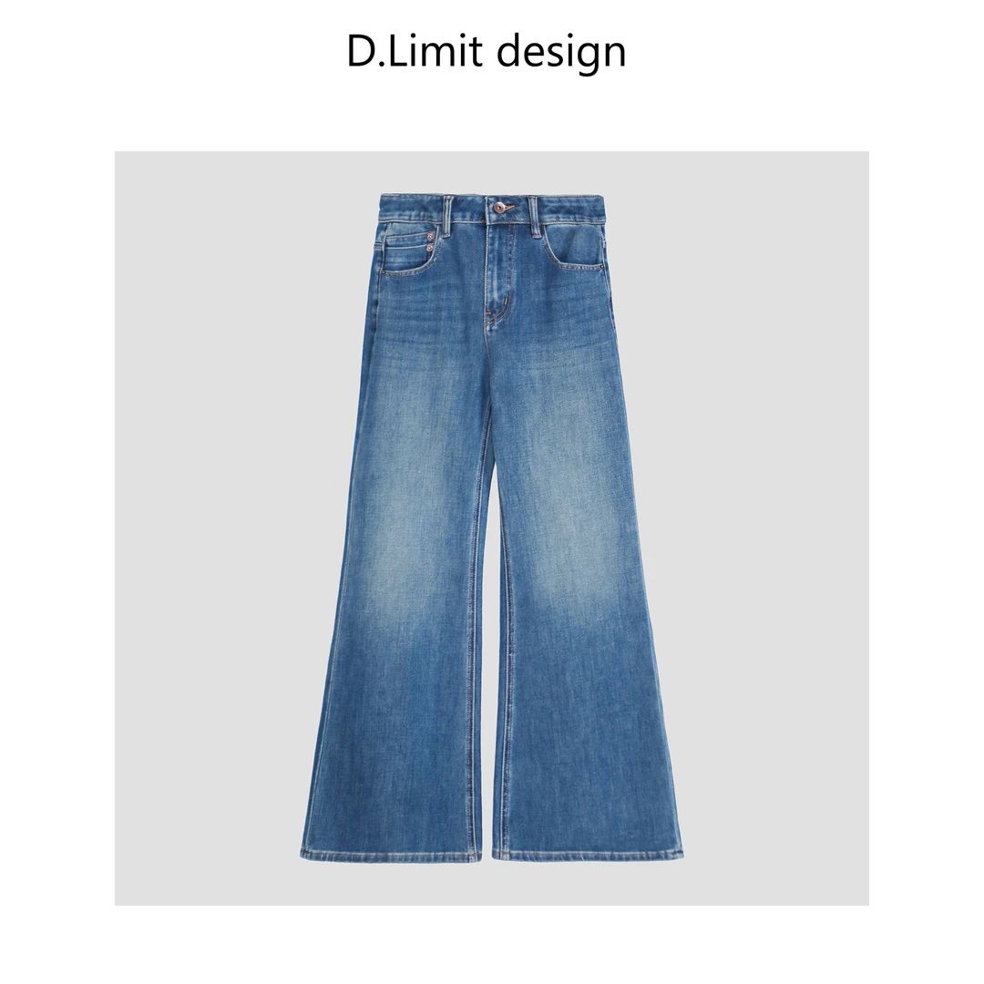 【D.L】再生纤维素单侧双缝线口袋阔腿四面弹微喇牛仔裤DLFF6062