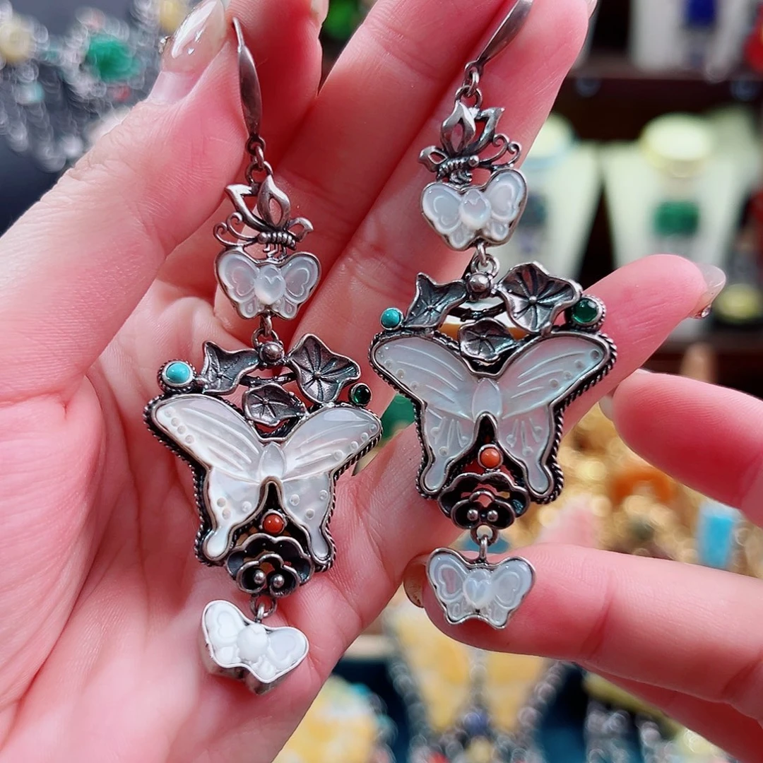 银S925镶嵌贝壳耳环耳环