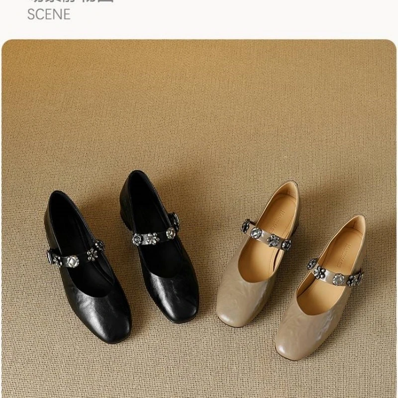 2025法式新款玛丽珍头层羊皮通勤百搭女浅口单鞋X8514