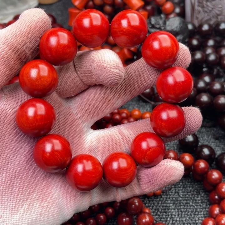 马***加染料紫檀（血檀）手串/手链2.0鸡血红泥料