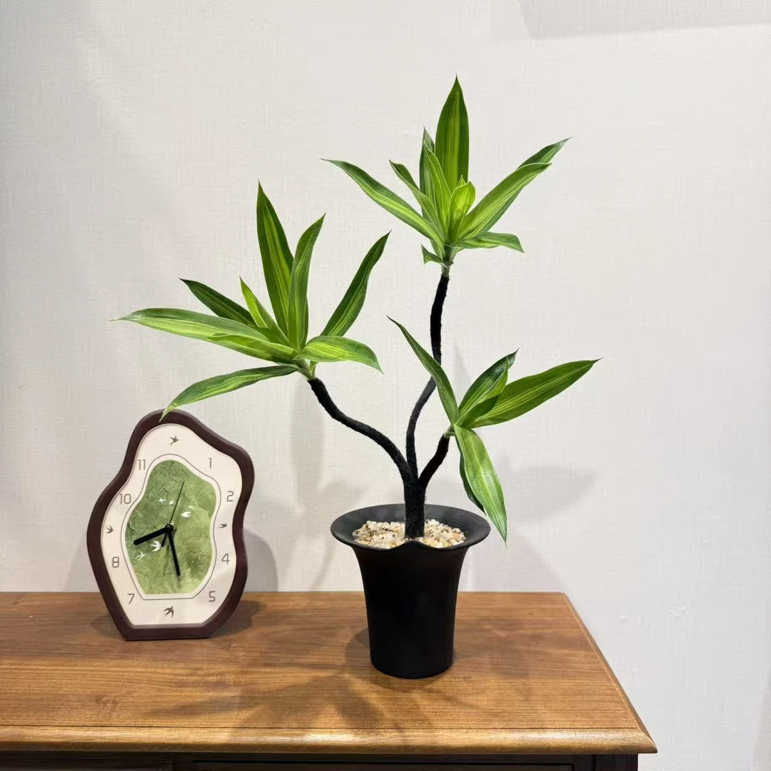 创意百合竹绿植客厅桌面摆件家居装饰艺术时钟好养耐看