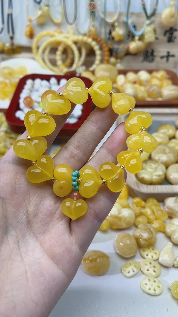 天然蜜蜡爱心手链