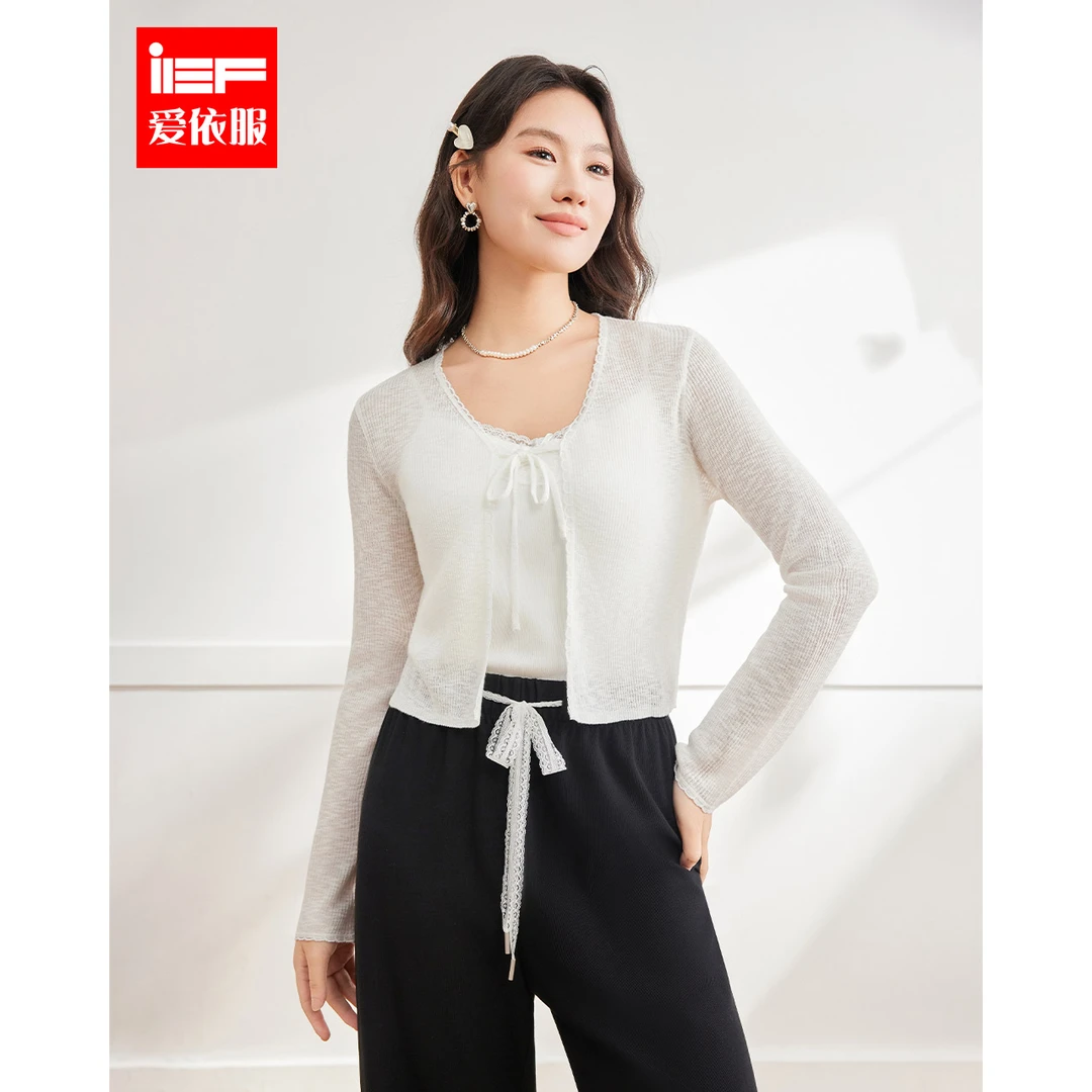 IEF/爱依服大码女装2025夏季新款温柔风简约纯色通勤百搭短款外披