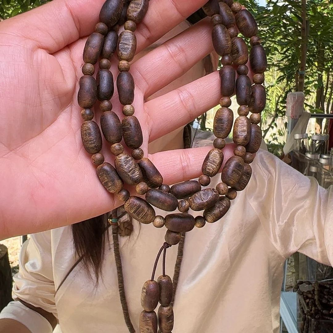 手串沉香海南老白奇金丝蜜结天然留疤珠多圈一条22克➕