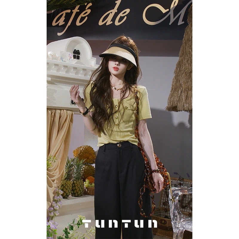 吞吞TUNT【金币T 解开2颗扣子穿很好看的!】纽扣T恤