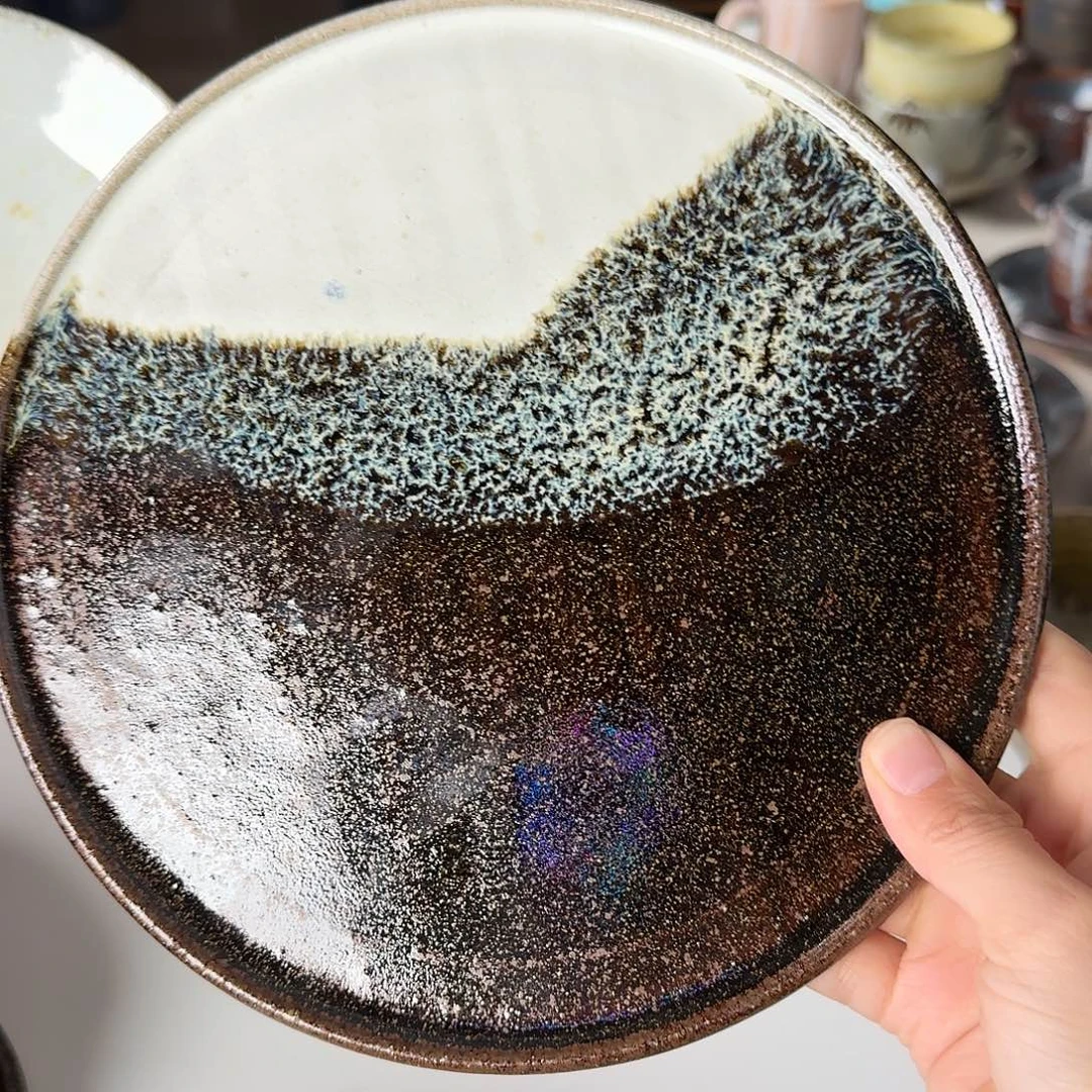 瓷片朝鲜唐津20厘米圆盘