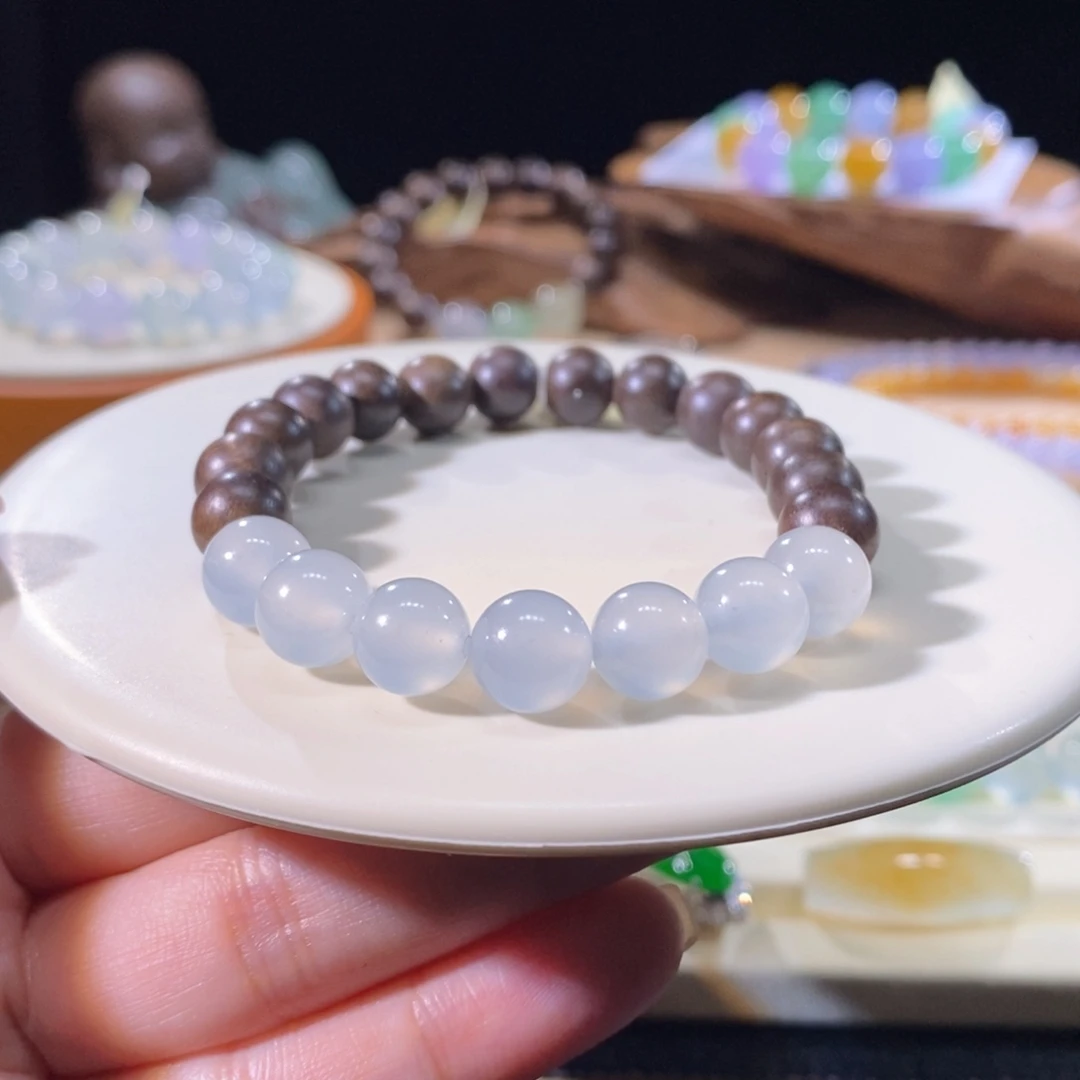 翡翠未镶嵌手串冰蓝手串卡9+