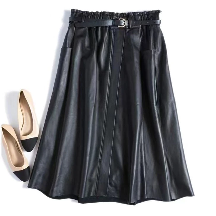 外贸赫本风绵羊皮A字半身裙【220510】