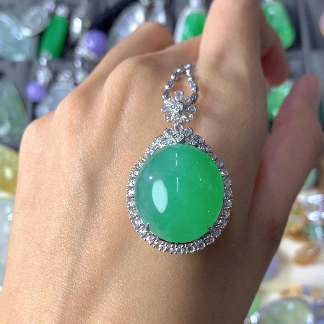 翡翠18K金镶嵌吊坠(不含链)