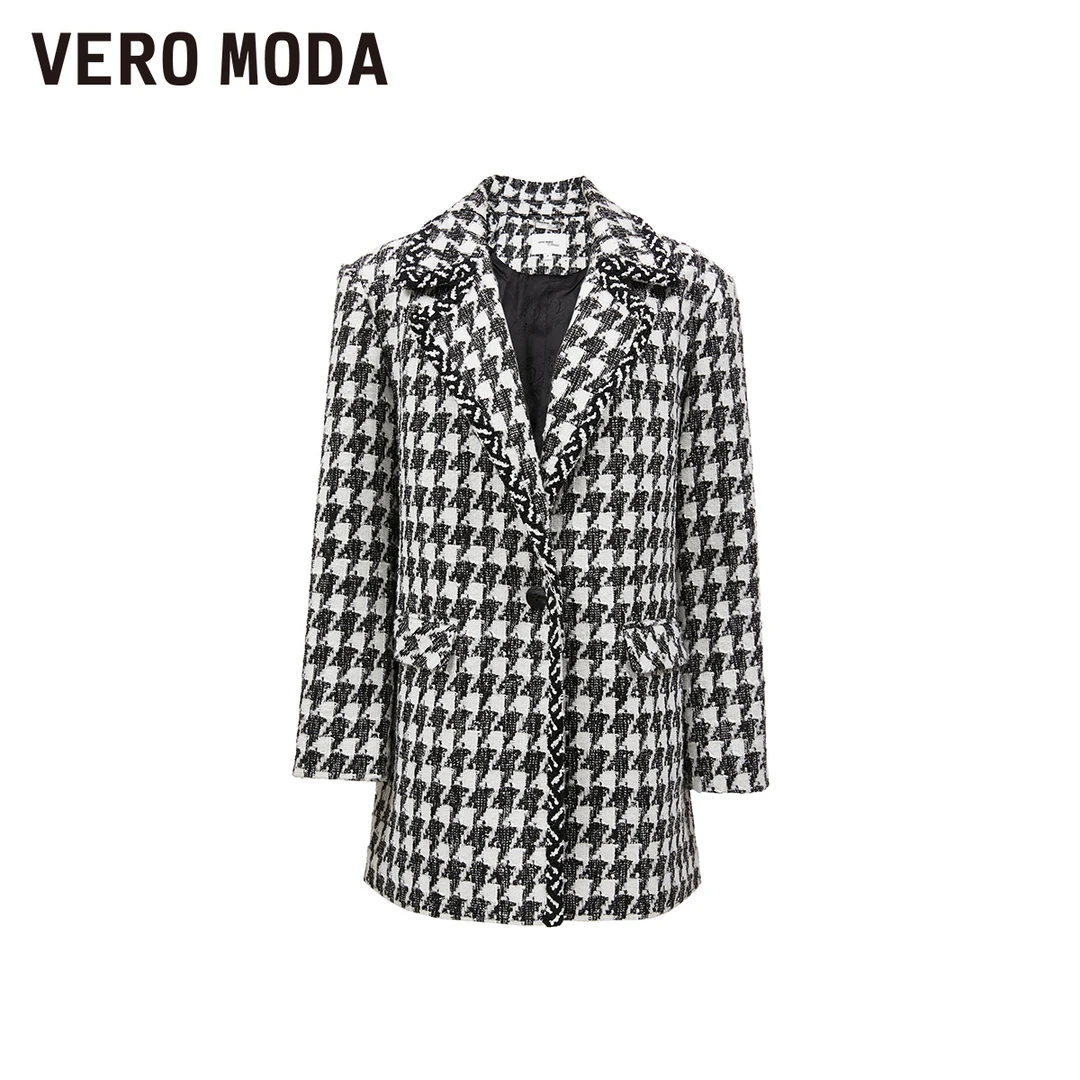 【许半夏推荐】Vero Moda西服休闲舒适粗花呢千鸟格外套女323308030