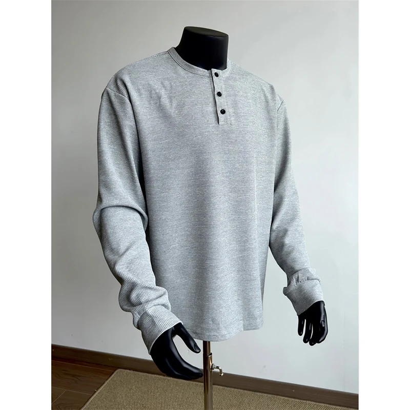 斌子同款cleanfit亨利领长袖T恤男春季休闲百搭高级感内搭打底衫