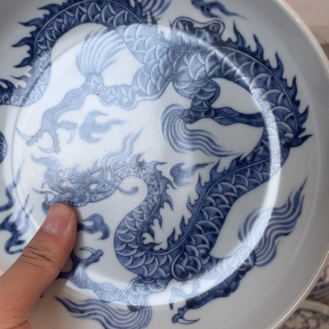 瓷片景德镇青花铠甲龙大壶承