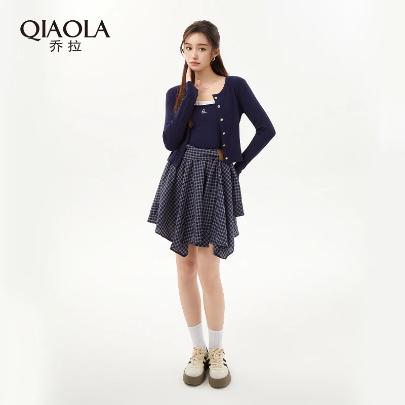 QIAOLA/乔拉【海德春日】春季新款针织弹力英伦风时尚百搭套装