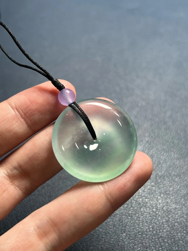 高冰飘阳绿平安扣吊坠30.7×5.9