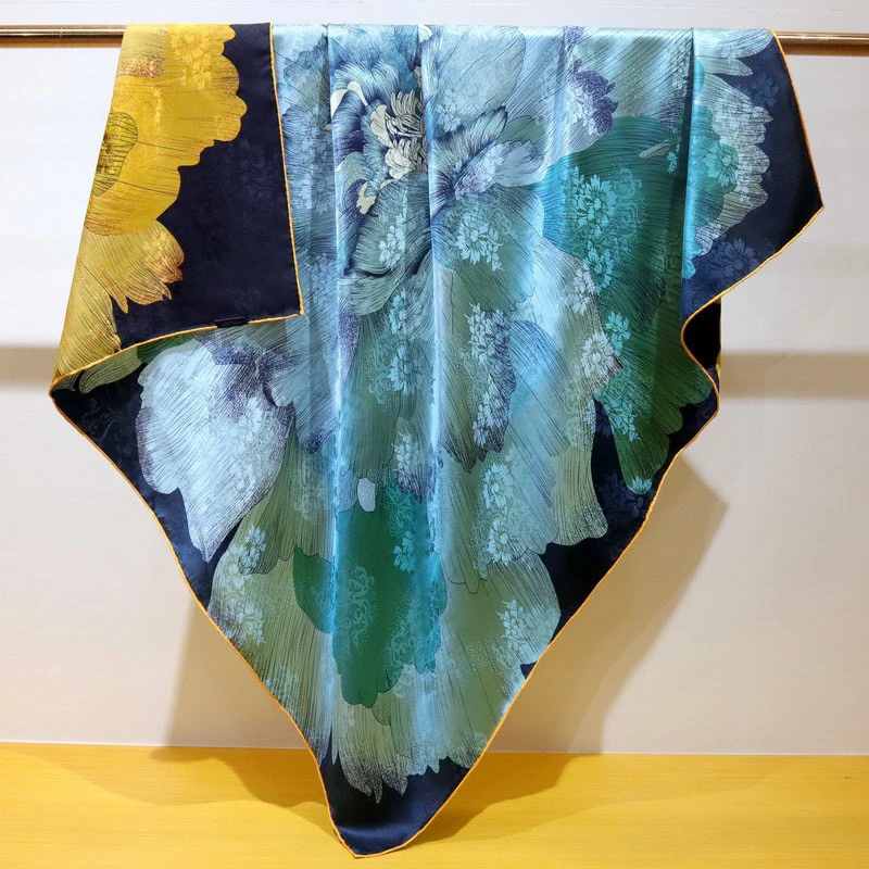 重磅国色天香双面双色香云纱花萝大方巾贵气丝巾披肩送礼高档围巾