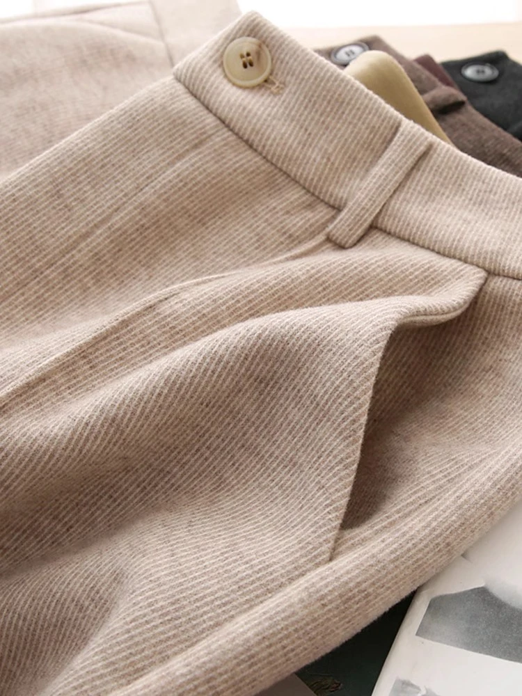 247百搭常规商务高腰西装直筒裤保暖老钱风休闲裤加厚女