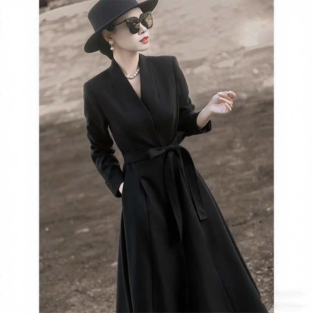 大码女装高级感连衣裙气质优雅精干女神范胖mm法式西装开叉长裙子