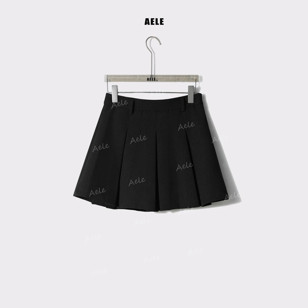 AELE百搭高腰黑色百褶短裙Q853 2257 AD