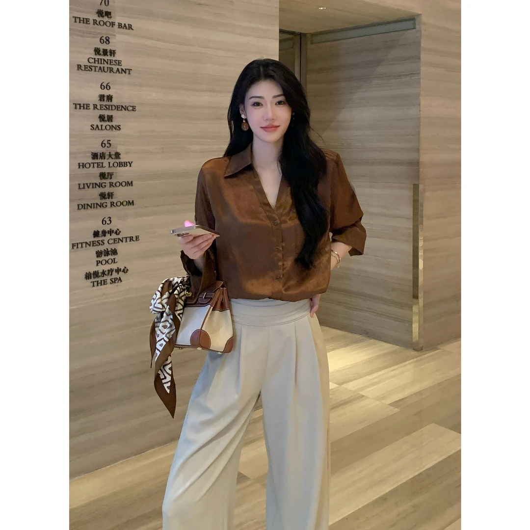 JIJINQI【现货】秋季梭织新款百搭上衣气质长袖衬衫女JD08CZQM280