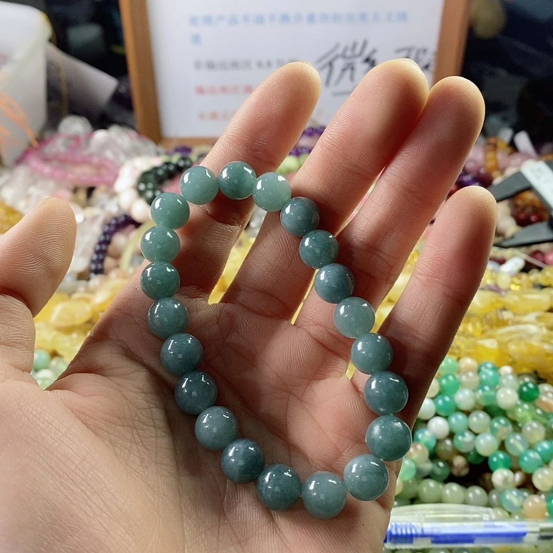 玛瑙/玉髓珠宝半成品未镶嵌A***e一条9mm蓝水C824