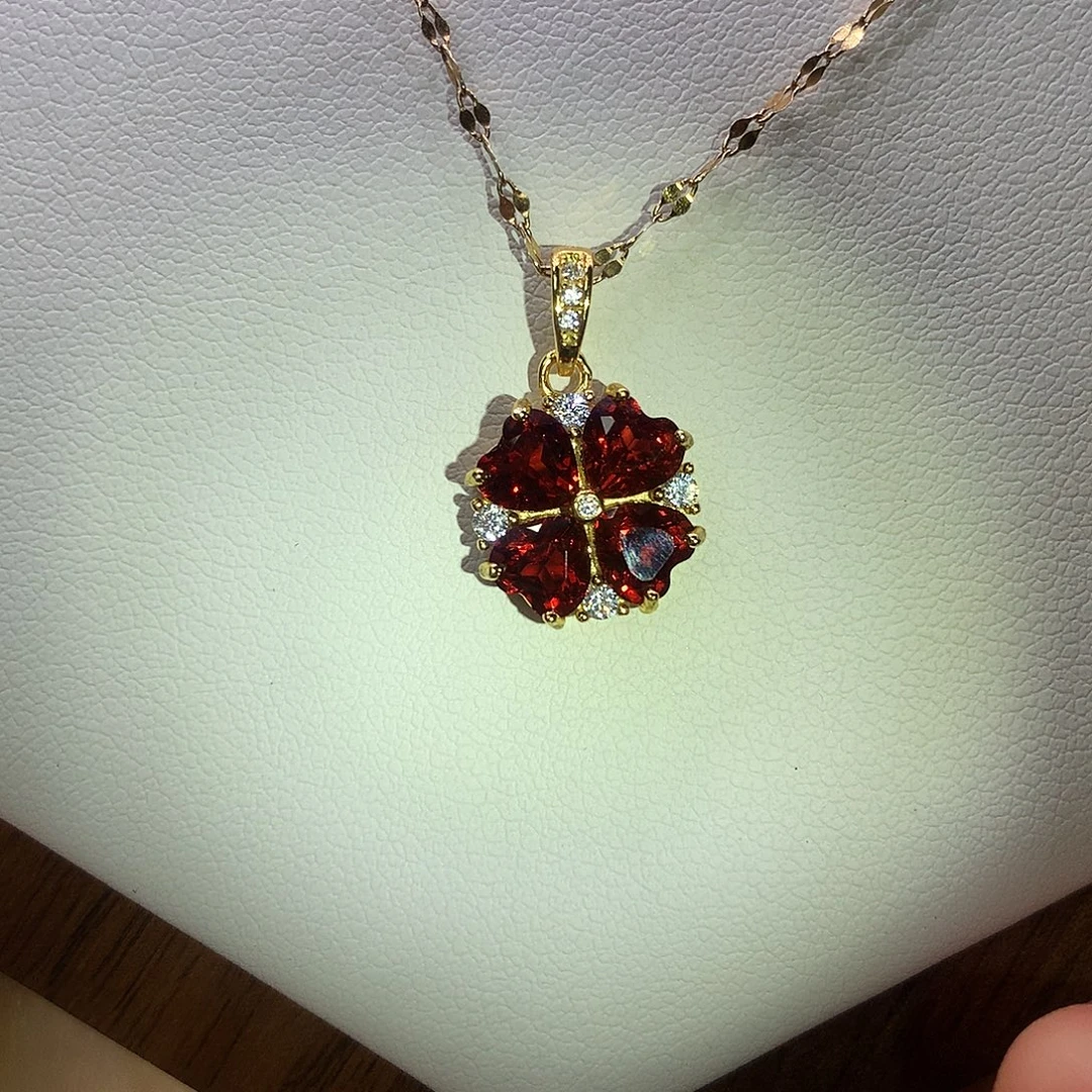 石榴石颈饰银S925镶嵌15-3