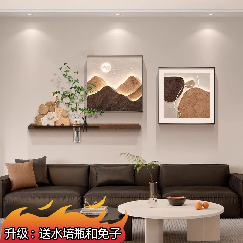 新款客厅沙发背景墙装饰画水培绿植餐厅玄关挂画黑白灰新中式壁画