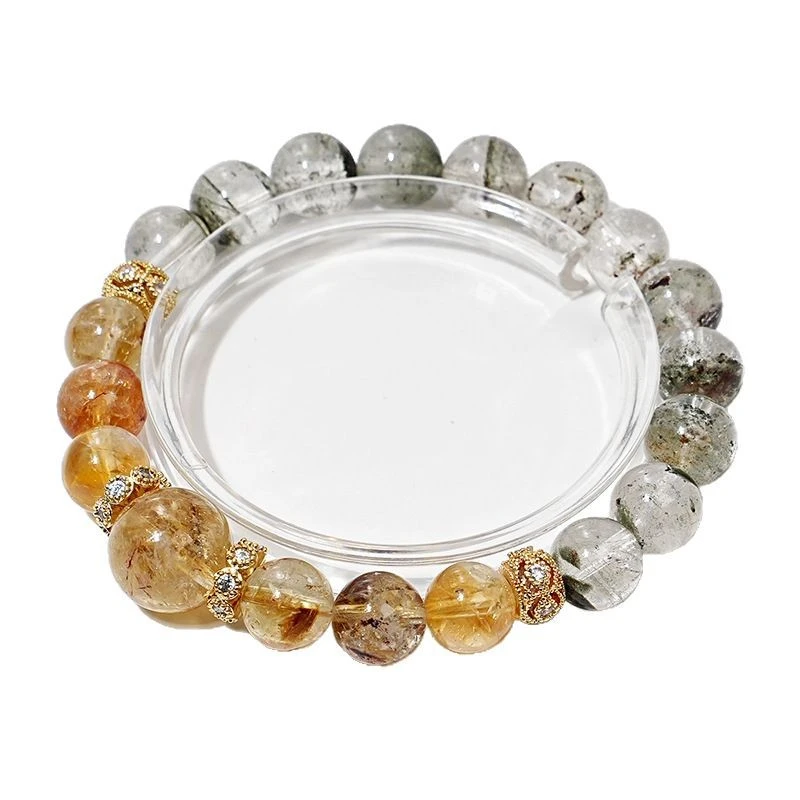 【星火之森】高货天然绿幽灵水晶手串女款黄塔晶显白时尚手链