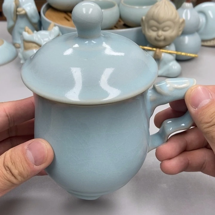 瓷青*君天青色张君老师瑕办公杯