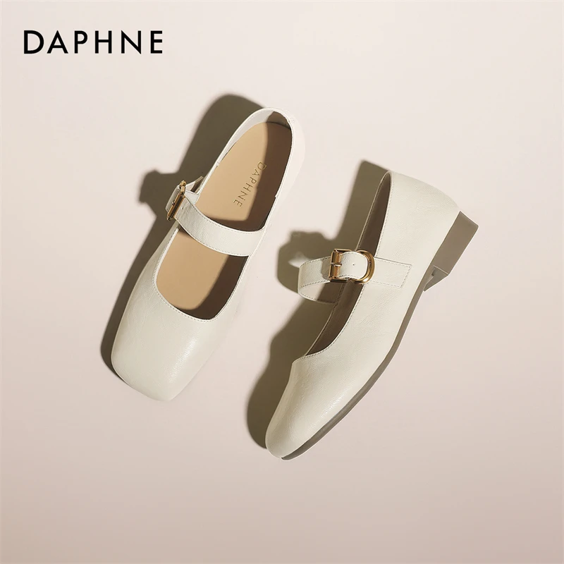 达芙妮法式玛丽珍女鞋小皮鞋2025新款欧若智性风春秋方头白色单鞋