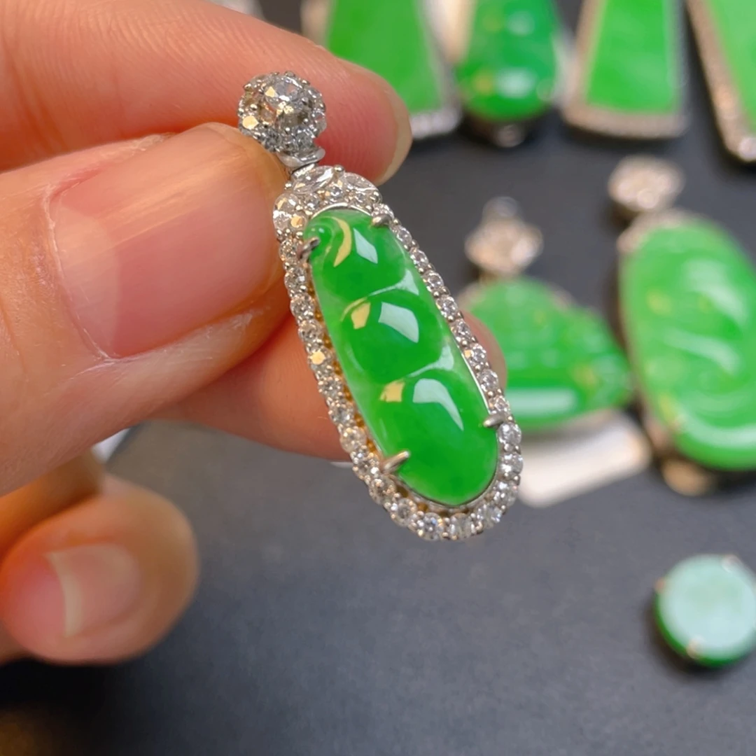 翡翠银S925镶嵌吊坠(不含链)