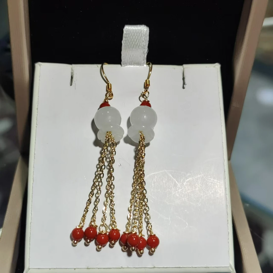 S925和田玉耳钉9*8mm/YM04-34/多样性发一件